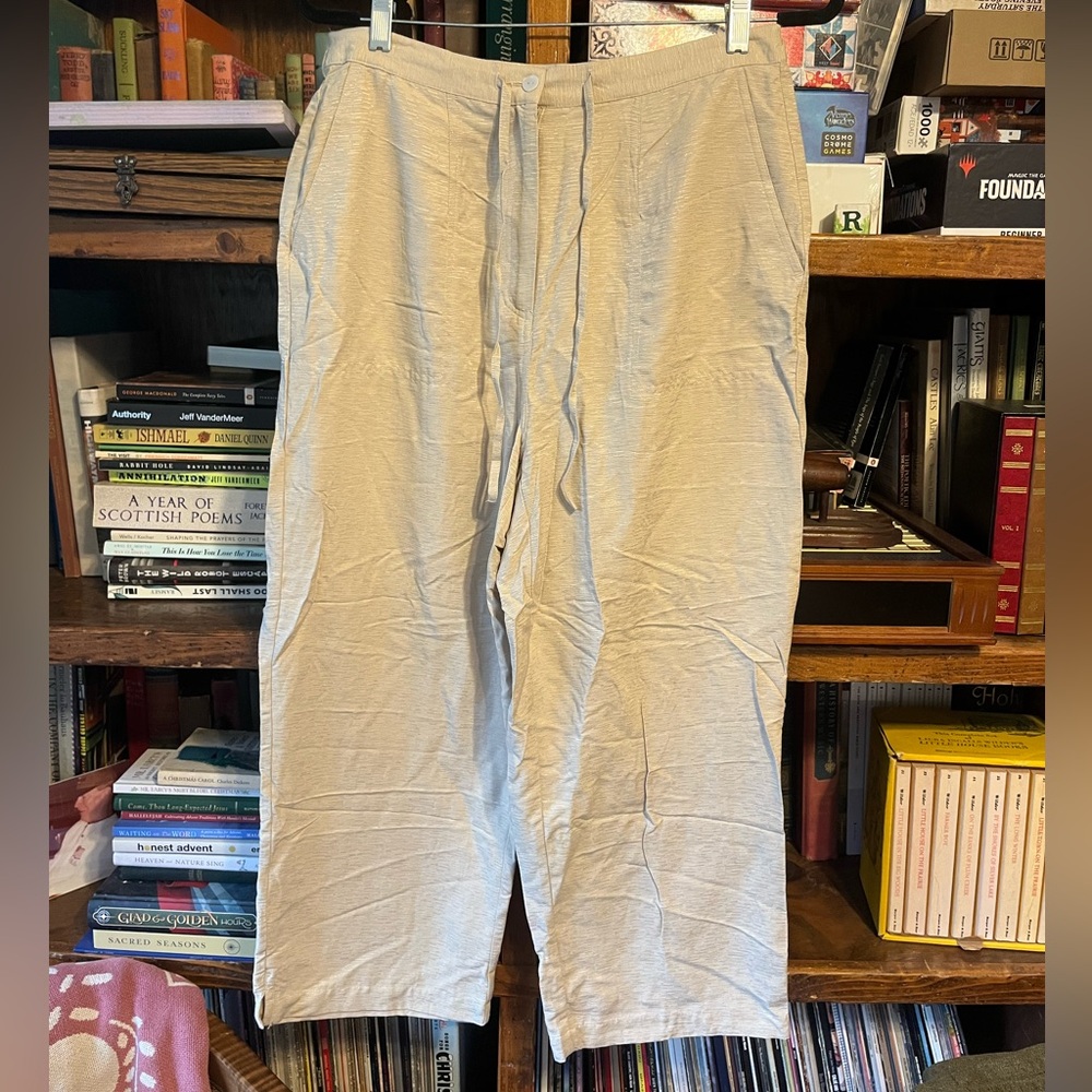 %100 silk tan/cream pants